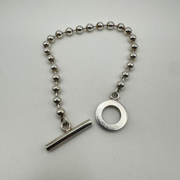 Authentic 7" Gucci Sterling Silver toggle bracelet w/ original dust bag and box! - Picture 7 of 16